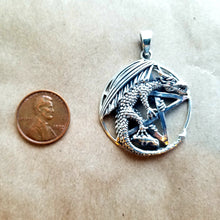 Load image into Gallery viewer, Pentacle of the Dragon sterling silver pendant
